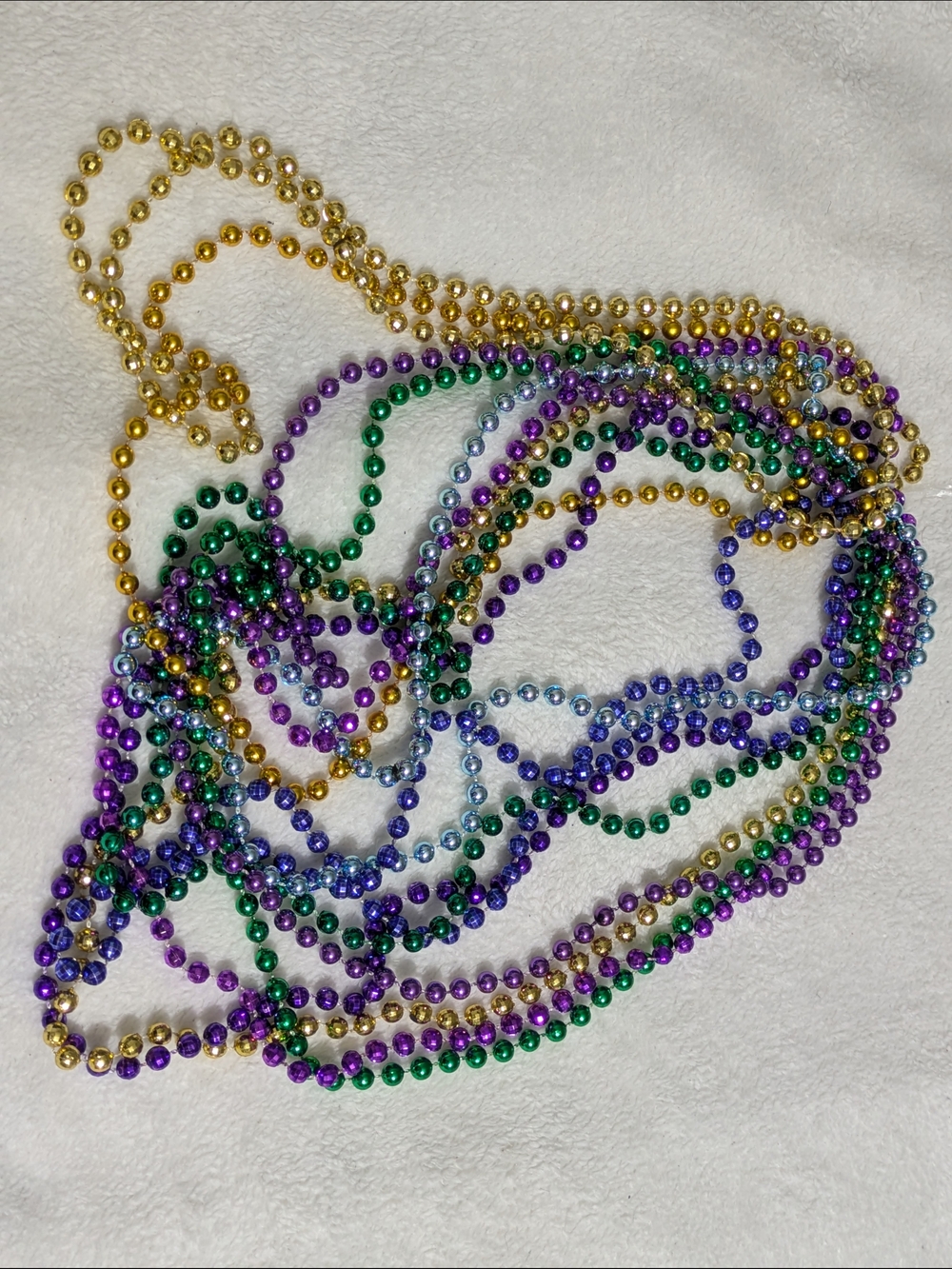 Lot of 10 Mardi Gras Metallic Bead Necklaces